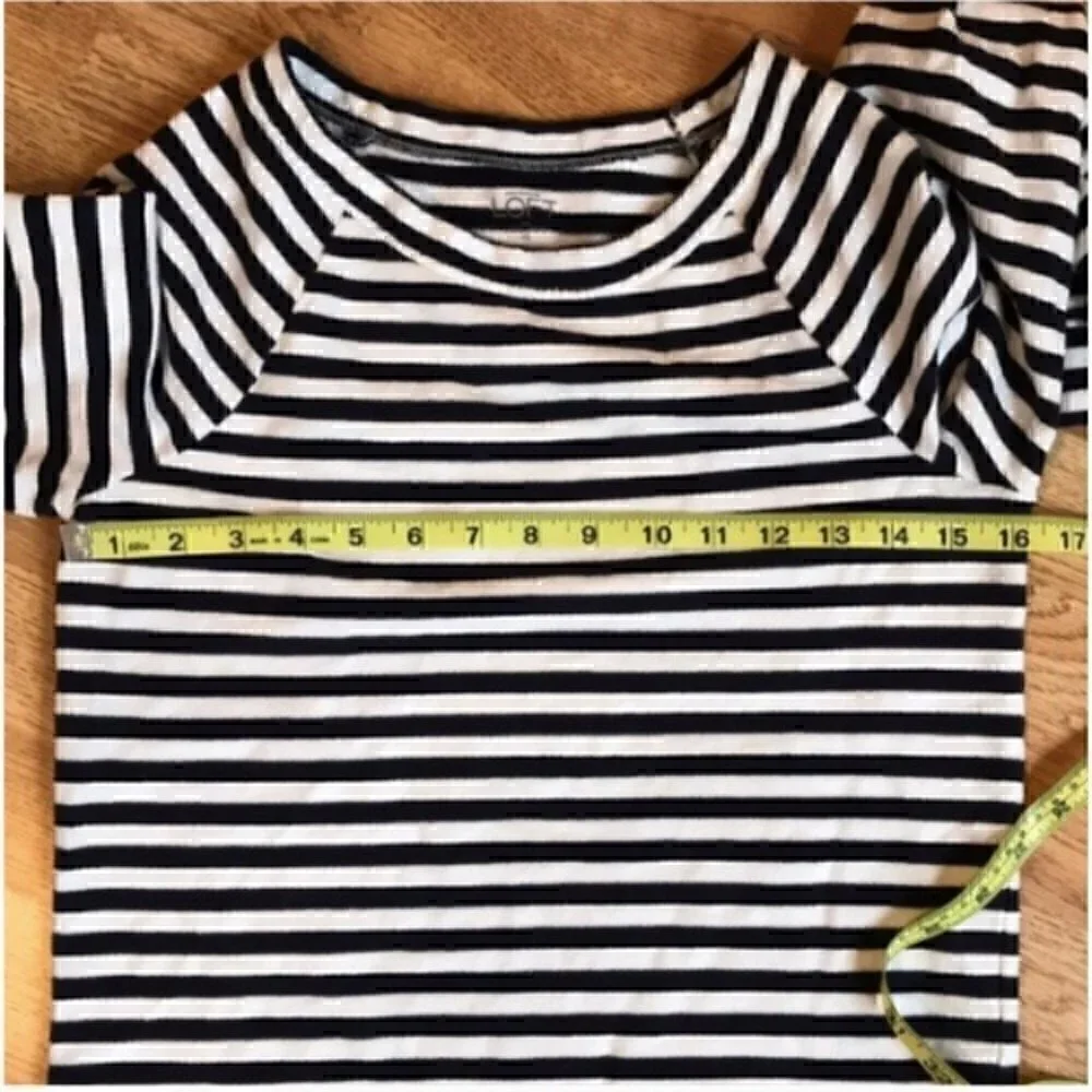 LOFT:Navy/White Striped Sailor Sweatshirt Sz XS